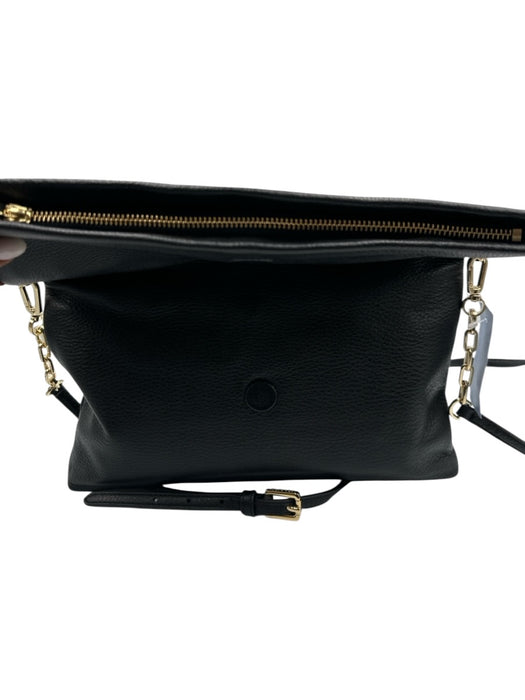 Tory Burch Black Pebble Leather Gold hardware Logo Crossbody Bag Black / M