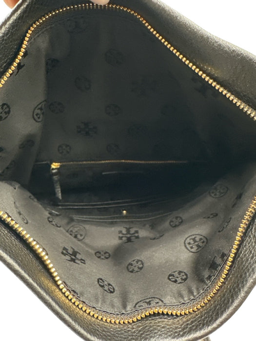 Tory Burch Black Pebble Leather Gold hardware Logo Crossbody Bag Black / M
