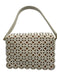 Tory Burch White & Beige Leather Laser Cut Gold Hardware Magnetic Flap Bag White & Beige / S