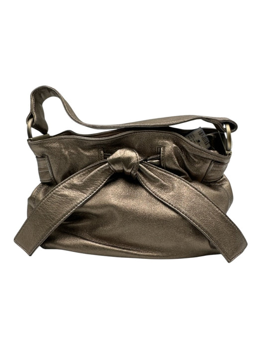 Kooba Gold & Gunmetal Leather Metallic Bow Detail Magnetic Close hand bag Bag Gold & Gunmetal / S