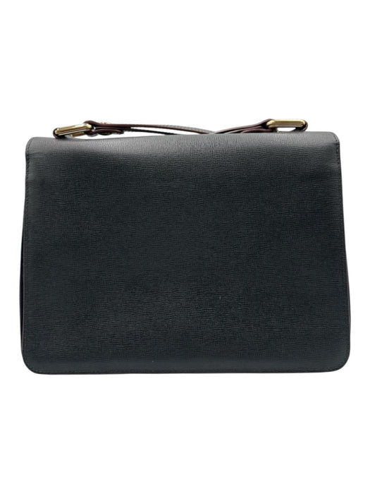 Longchamp Black Saffiano Leather Gold Tone Hardware Flap Closure Push Clasp Bag Black / S