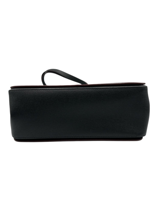 Longchamp Black Saffiano Leather Gold Tone Hardware Flap Closure Push Clasp Bag Black / S