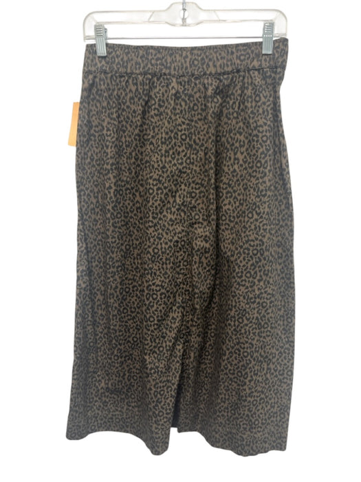 Lilla P Size S Brown & Black Cotton Button Front Elastic Waist Midi Skirt Brown & Black / S