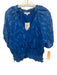 Karina Grimaldi Size M Blue Viscose Metallic Thread Split V neckline Top Blue / M