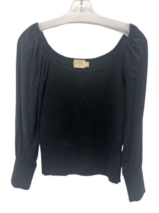 Nation Size S Black Pima Cotton Smocked Top Black / S