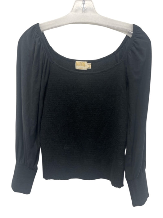 Nation Size S Black Pima Cotton Smocked Top Black / S