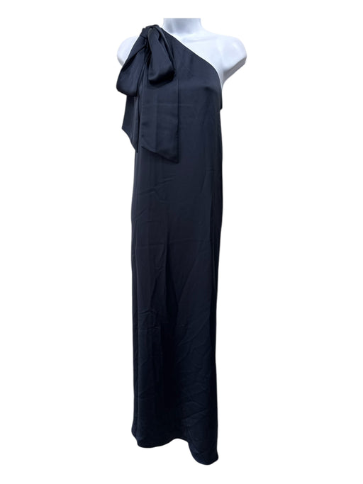 Ramy Brook Size 4 Navy Blue Polyester Satin One Shoulder Shoulder Bows Dress Navy Blue / 4