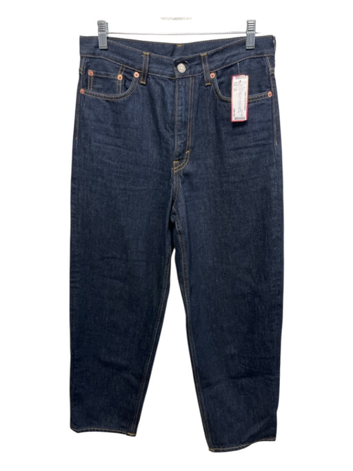 COS Size 28 Dark Wash Cotton Denim Contrast Stitch High Rise 5 Pocket Jeans Dark Wash / 28