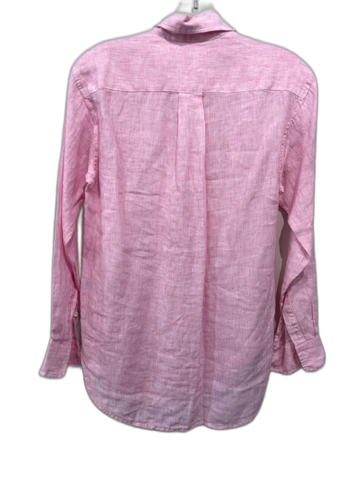 J. McLaughlin Size XS Pink & White Linen Long Sleeve Striped 1/4 Button Top Pink & White / XS