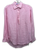 J. McLaughlin Size XS Pink & White Linen Long Sleeve Striped 1/4 Button Top Pink & White / XS