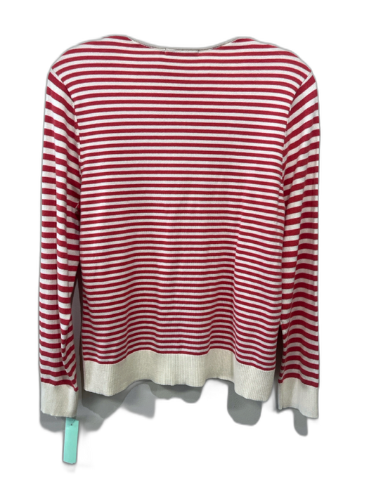 J. McLaughlin Size M Cream & Red Cotton & Modal Long Sleeve Stripe Sweater Cream & Red / M