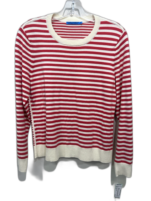 J. McLaughlin Size M Cream & Red Cotton & Modal Long Sleeve Stripe Sweater Cream & Red / M