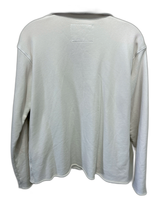 Frank & Eileen Size S Cream Cotton Long Sleeve Collar Split V neck Sweater Cream / S