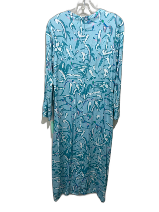 Hyacinth House Size S Blue, White, Pink Rayon Long Sleeve Abstract Print Dress Blue, White, Pink / S