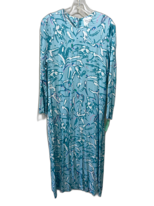 Hyacinth House Size S Blue, White, Pink Rayon Long Sleeve Abstract Print Dress Blue, White, Pink / S