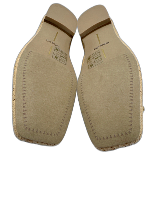 Dolce Vita Shoe Size 6 Tan Beige Raffia Woven Bow Square Toe Flats Tan Beige / 6