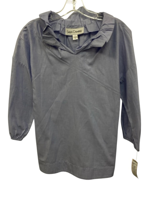 Sara Campbell Size S Light Blue Cotton Blend Puff 1/2 Sleeve Asymmetrical Top Light Blue / S