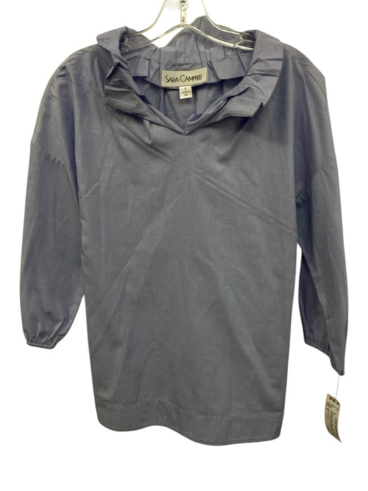 Sara Campbell Size S Light Blue Cotton Blend Puff 1/2 Sleeve Asymmetrical Top Light Blue / S