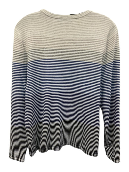 J. McLaughlin Size L Blue, Gray, White Cotton & Modal Long Sleeve Sweater Top Blue, Gray, White / L