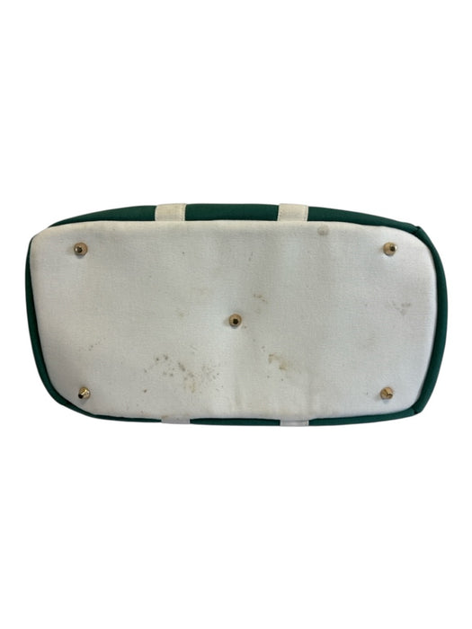 Runway Athletics Green & Cream Canvas Gold hardware Turn Lock Top Handle Bag Green & Cream / L