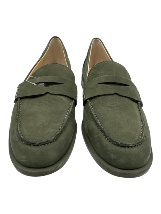 J. McLaughlin Shoe Size 8 Dark Green Leather Upper Nubuck Penny Slip On Loafers Dark Green / 8