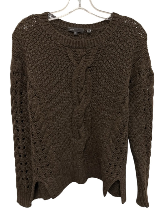 Vince Size S Dark Brown Yak & Wool Cable Knit Sweater Dark Brown / S