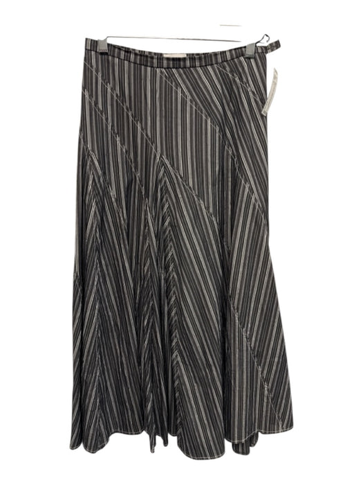 Gunex Size 4 Gray & White Cotton Blend Striped Maxi Side Zip Paneled Skirt Gray & White / 4