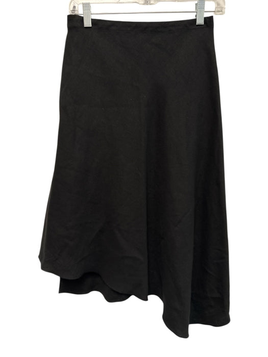 Max Mara Size 36 Black Flax Linen Midi Wrap Asymetrical Skirt Black / 36