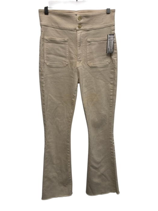 Veronica Beard Jeans Size 27 Cream Cotton Blend High Rise Patch Pocket Pants Cream / 27