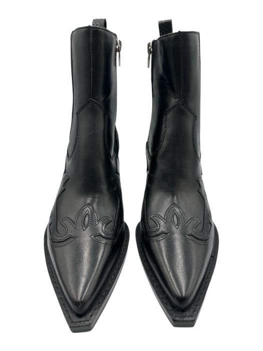 Dolce Vita Shoe Size 8 Black Leather Cowboy Ankle Side Zip Boots Black / 8