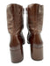 Jonak Shoe Size 38 Brown Leather Square Toe Side Zip Block Heel Boots Brown / 38