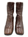 Jonak Shoe Size 38 Brown Leather Square Toe Side Zip Block Heel Boots Brown / 38