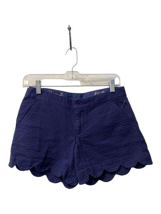 Lily Pulitzer Size 00 Navy Cotton Scalloped Hem Pockets Short Shorts Shorts Navy / 00