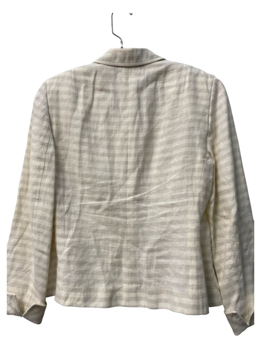 Akris Punto Size 8 White & Grey Viscose Striped Button Front Chest Pocket Blazer White & Grey / 8