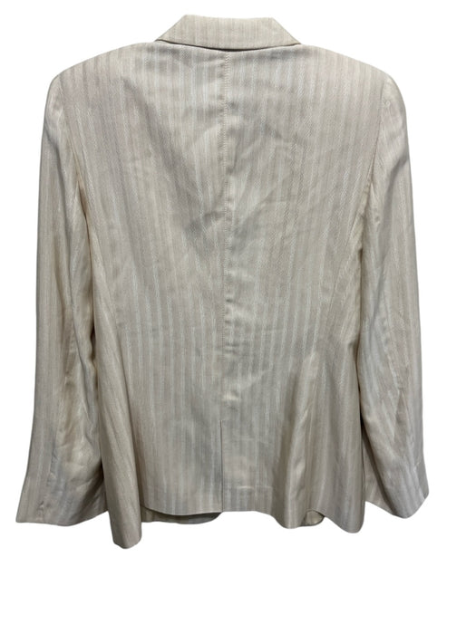 Giorgio Armani Size 44 Beige Silk Blazer Single Button Striped Jacket Beige / 44