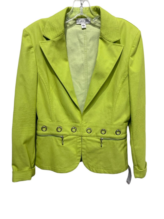 St John Sport Size S Lime Green Cotton Blend Hook & Eye Grommet Detail Jacket Lime Green / S