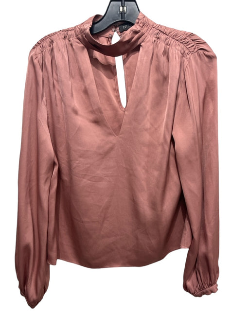 Intermix Size 4 Mauve Pink Silk Blend High Neck Cut Out Long Sleeve Top Mauve Pink / 4