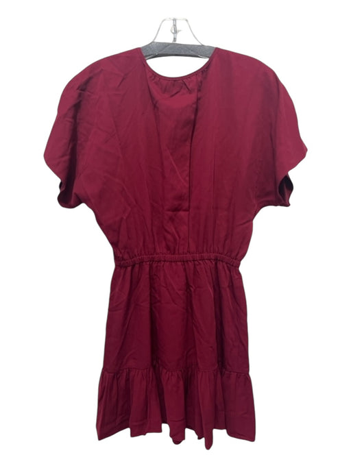 Out of Office by Trina Turk Size S Maroon Red Tencel Tie Neck Short Sleeve Dress Maroon Red / S