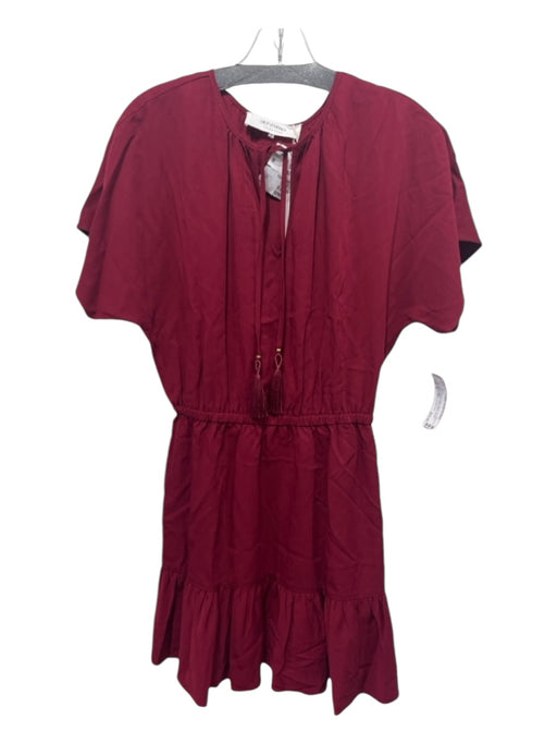 Out of Office by Trina Turk Size S Maroon Red Tencel Tie Neck Short Sleeve Dress Maroon Red / S