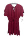 Out of Office by Trina Turk Size S Maroon Red Tencel Tie Neck Short Sleeve Dress Maroon Red / S