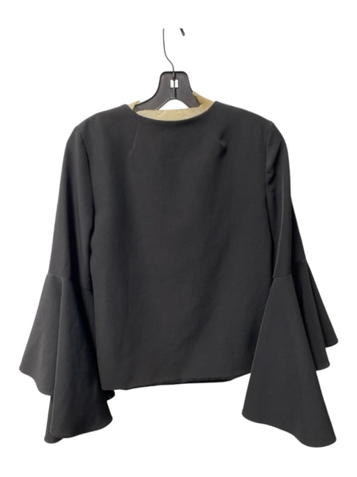 Millie Size 4 Black Polyester V Neck Long Flutter Sleeves Side Zip Crop Top Black / 4