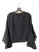 Millie Size 4 Black Polyester V Neck Long Flutter Sleeves Side Zip Crop Top Black / 4