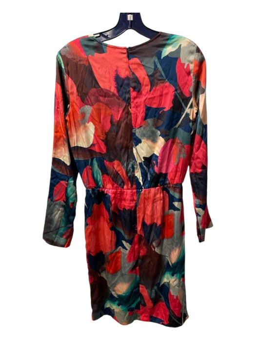 St John Size 4 Multi Silk Blend Long Sleeve Abstract Print Pockets Dress Multi / 4