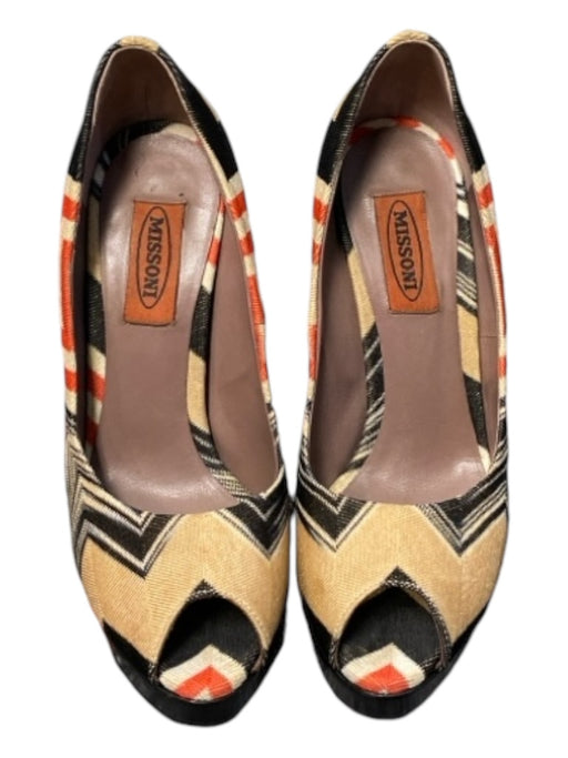 Missoni Shoe Size 36 Tan & multi Fabric Peep Toe Platform Stiletto Pumps Tan & multi / 36