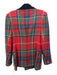 Ralph Lauren Size 4 Red & Black Print Wool Plaid Double Breast Velvet Jacket Red & Black Print / 4