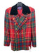 Ralph Lauren Size 4 Red & Black Print Wool Plaid Double Breast Velvet Jacket Red & Black Print / 4