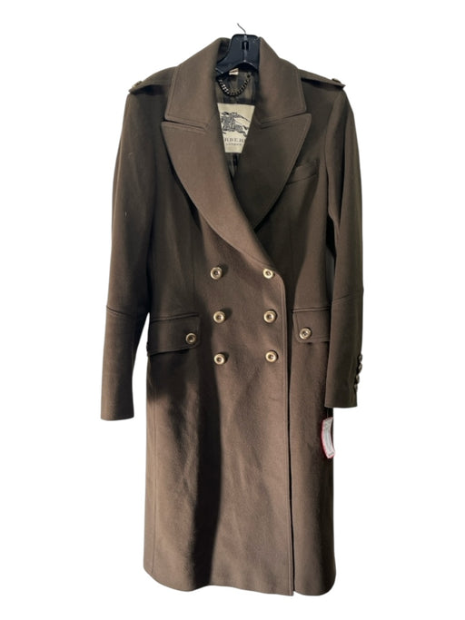 Burberry London Size 6 Olive Green Wool Blend Trench Double Breast Coat Olive Green / 6