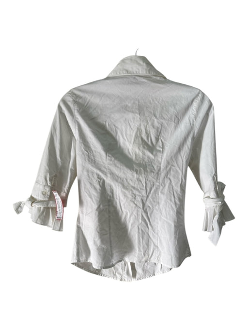 Anne Fontaine Size 36 White Cotton Collar Button Up Ruffle Detail Top White / 36