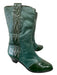 Kurt Geiger Shoe Size 37.5 Green Leather Almond Toe Stacked Heel Cap Toe Boots Green / 37.5