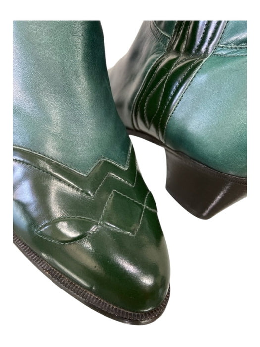 Kurt Geiger Shoe Size 37.5 Green Leather Almond Toe Stacked Heel Cap Toe Boots Green / 37.5